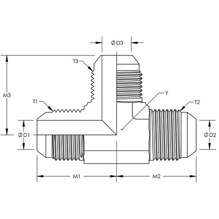 World Wide Fittings JIC Union Tee Stainless Steel 2603X06X06X06SS